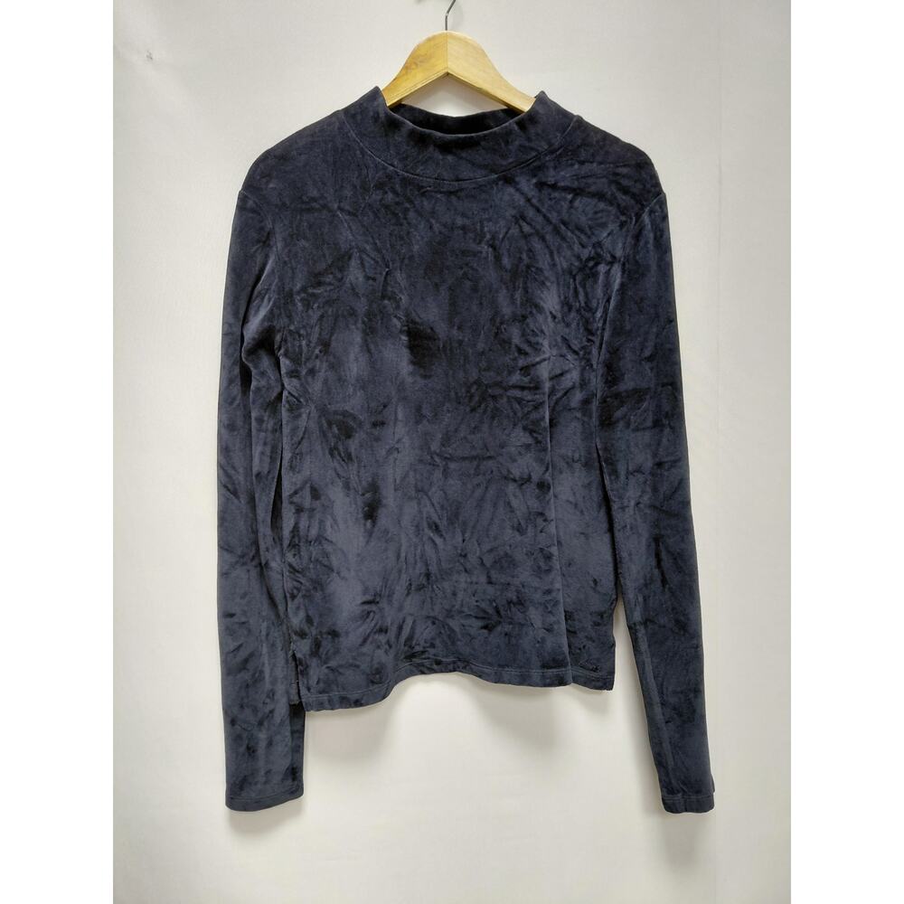 NWT Lmn3 Organic Cotton Top Blue Solid Knit Long Sleeve Women Size 16